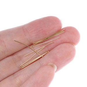 100 Gold Headpins 1 Short Gold Head Pins Gold Plated Findings 1 Inch Headpins FS134 image 2