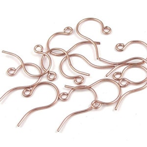 144 Copper Earring Hooks Solid Copper Ear Findings Small Fishhook Earring Wires in Raw Bright Copper Findings French Hook FSC8 image 5