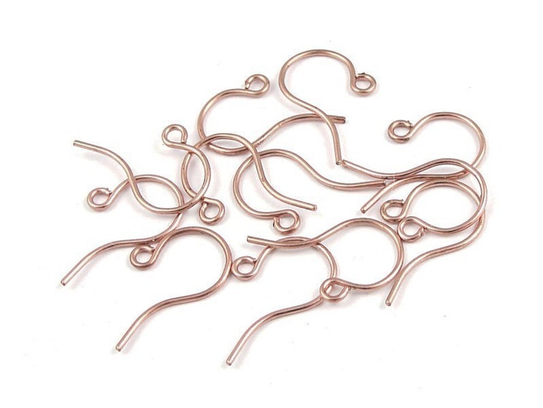 144 Copper Earring Hooks Solid Copper Ear Findings Small Fishhook Earring Wires in Raw Bright Copper Findings French Hook FSC8 image 5