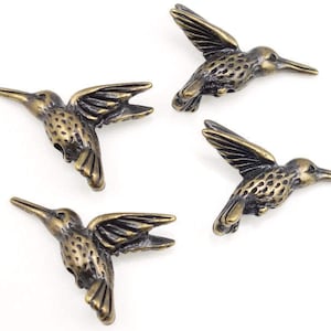 Hummingbird Beads Brass Beads Antique Brass Humming Bird Beads TierraCast Beads Tierra Cast Pewter Jewelry Beads Brass Oxide PA14 image 2