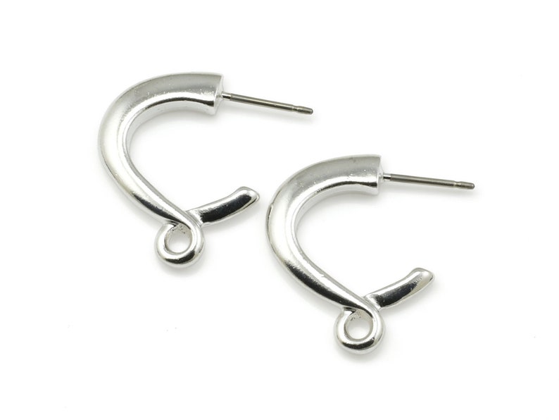 TierraCast CONTEMPO Post Earring Findings Bright Rhodium Earring Post Stud Ear Findings with Silver Color Finish PF199 image 1