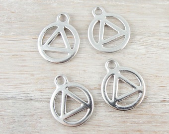 RECOVERY Charms - White Bronze Finish - Silver Color Charms - Recovery Symbol Drop by TierraCast (P1114)