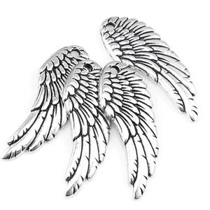 Antique Silver Wing Pendants 1 28mm Tall TierraCast Wing Charms Silver Left Angel Wing Jewelry Making Craft Supplies P977 image 3