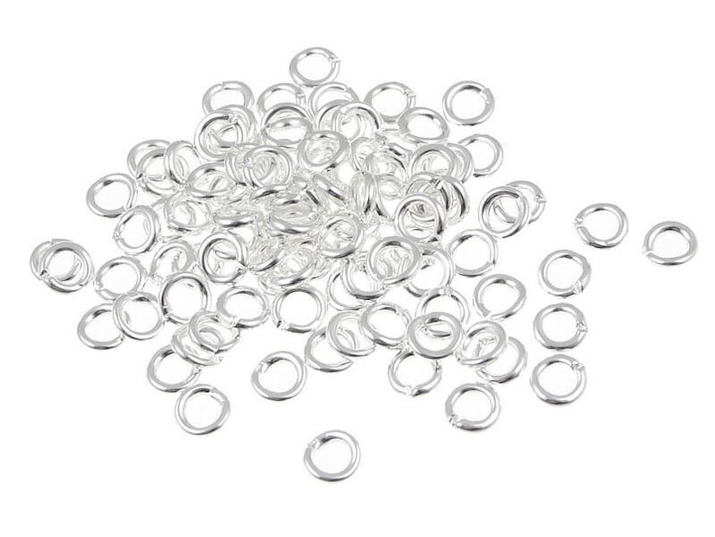 100 Silver Jump Rings 4mm 19 Gauge Plated Silver Jumprings Silver Findings Open Jump Ring Findings FS75 image 1