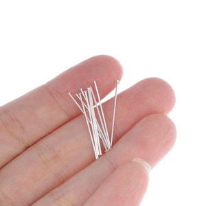 100 Silver Headpins 1 Short Silver Head Pins Silver Plated Findings 1 Inch Head Pin Findings 22 Gauge 22g Tiny Jewelry Findings FS133 image 2