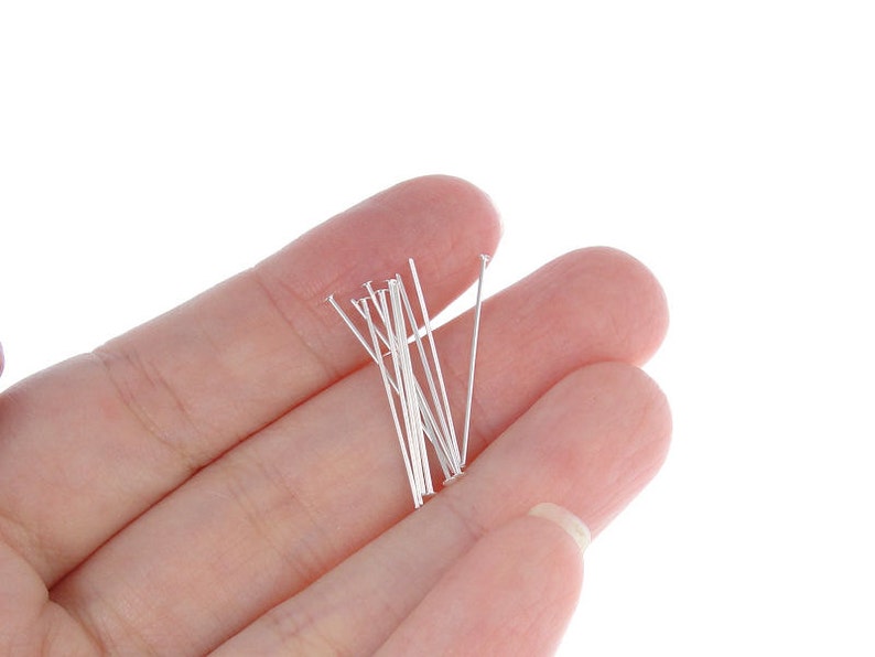 100 Silver Headpins 1 Short Silver Head Pins Silver Plated Findings 1 Inch Head Pin Findings 22 Gauge 22g Tiny Jewelry Findings FS133 image 2