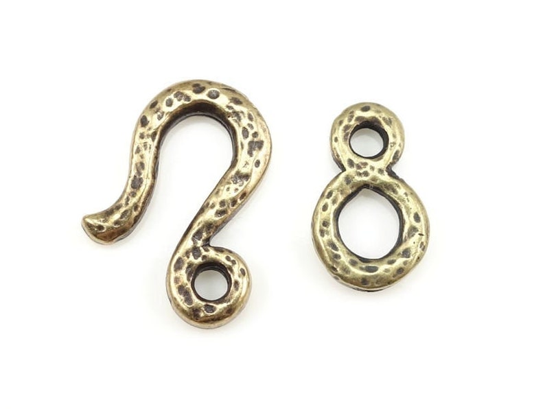 Antique Brass Clasp Findings TierraCast Hammered Hook and Eye Clasp Set Hammertone Textured Metal Bronze Findings for Jewelry P2469 image 1