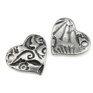 Heart Charms Dark Antique Silver Charms Silver Heart TierraCast AMOR CHARM for Romantic Jewelry Valentines Charms Bohemain Charms P1375 image 2