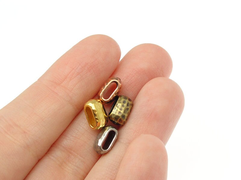 Hammertone Barrel Leather Crimp Beads 6mm X 2mm ID Tierracast Etsy