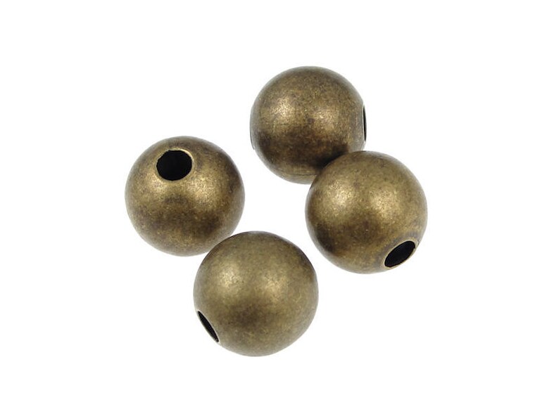4 Large 10mm Antique Brass Ball Beads Aged Solid Brass 10mm Etsy