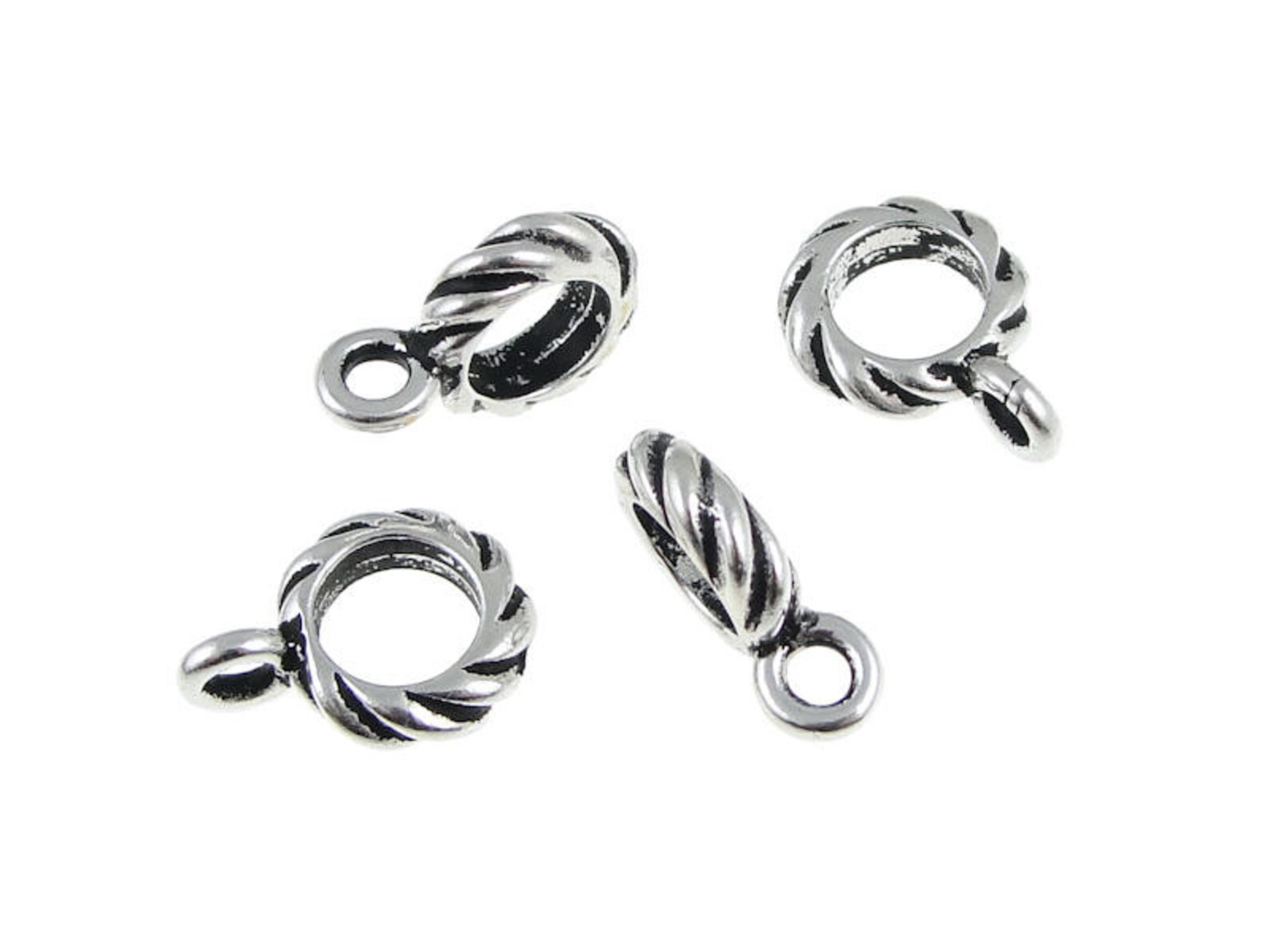 Necklace Bails Silver Bails Tierracast Large Hole Twist Etsy