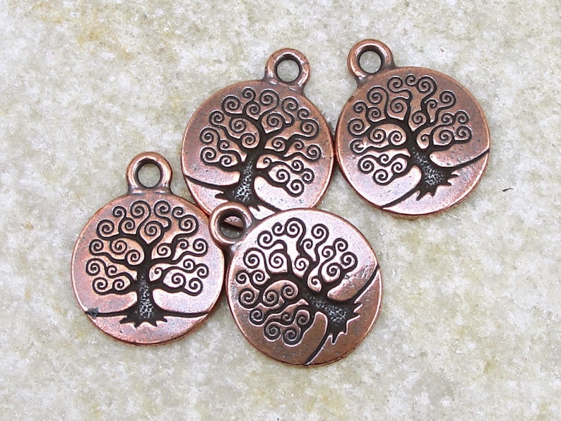 Antique Copper Tree of Life Charms by TierraCast Tree Charms for Copper Jewelry Nature Woodland Charm P785 image 1