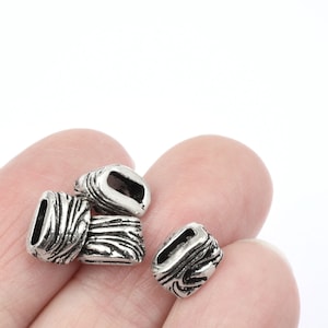 6mm x 2mm Antique Silver Jardin Barrel Bead Crimp TierraCast Beads for Leather Findings to Hold Multiple Strands of Leather Cord P2675 image 3