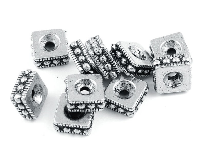 Antique Silver Beads 6mm Rococo Square TierraCast Beads Silver Bali Beads Heishi Beads Spacer Beads Bulk Beads Jewelry Beads PS71
