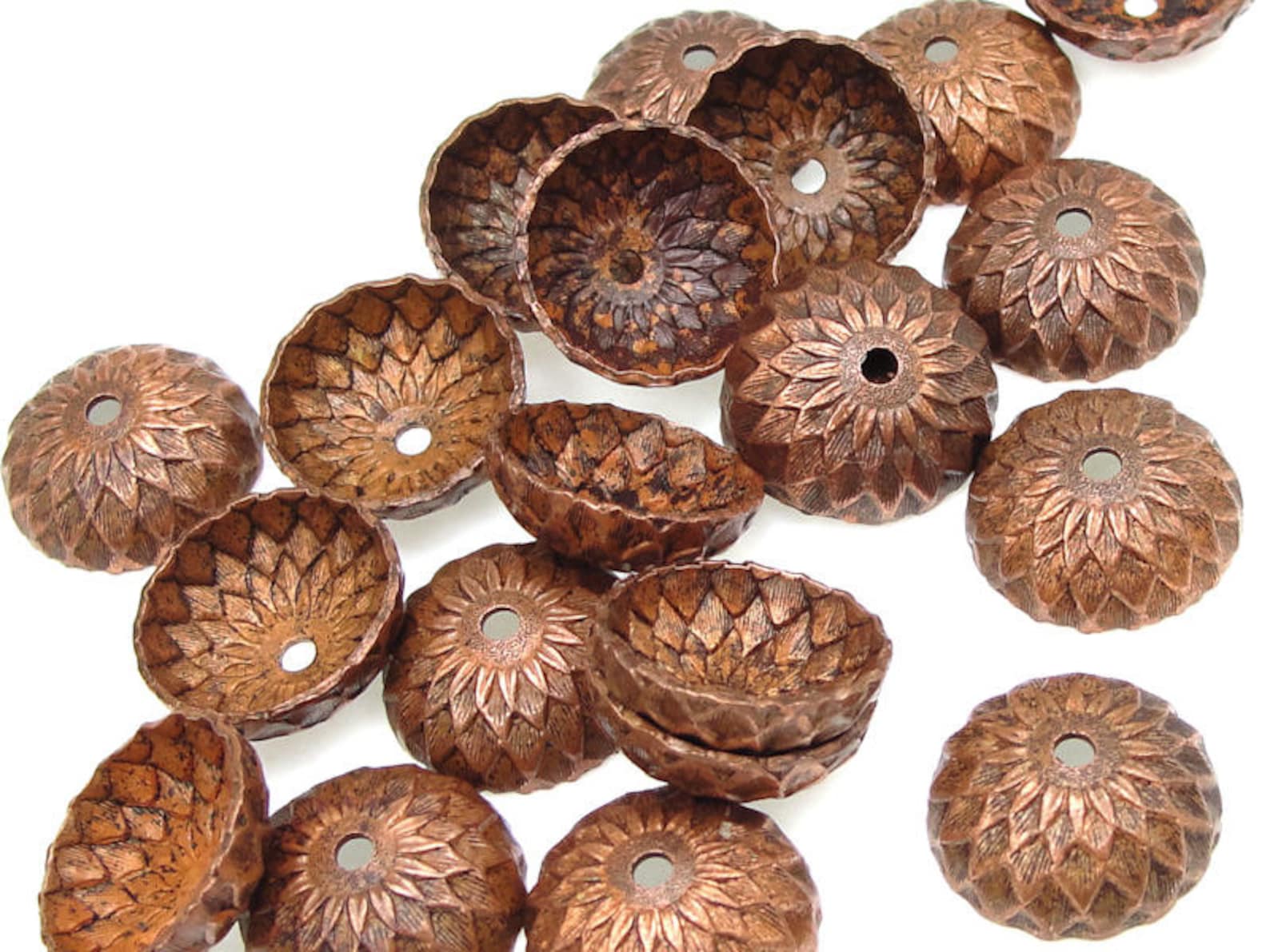 36 Acorn Caps Vintaj Artisan Copper 13mm Acorn Bead Caps Etsy