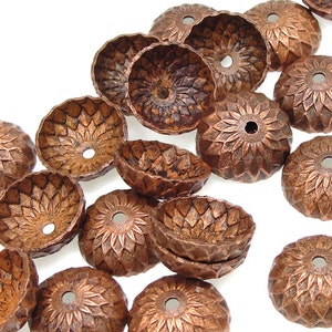 36 Acorn Caps Vintaj Artisan Copper 13mm Acorn Bead Caps Lightly Aged Antique Copper Acorn Beadcaps Fall Autumn Supplies Findings CBC0001 image 1