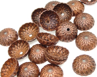 36 Acorn Caps - Vintaj Artisan Copper 13mm Acorn Bead Caps Lightly Aged Antique Copper Acorn Beadcaps Fall Autumn Supplies Findings CBC0001