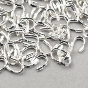 144 Small Wire Guards for 0.015&quot; and 0.018&quot; Beading Wire - SILVER Wire Guardians - Bright Silver Plated Findings   FB550