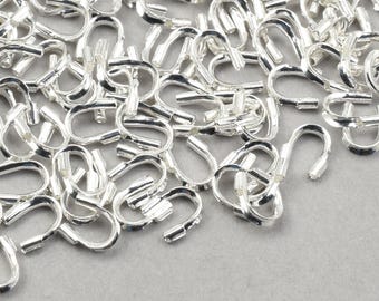 144 Small Wire Guards for 0.015&quot; and 0.018&quot; Beading Wire - SILVER Wire Guardians - Bright Silver Plated Findings   FB550