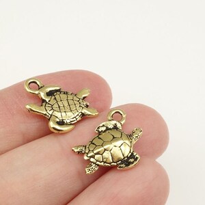 TierraCast Gold Charms 16mm x 17mm Antique Gold Sea Turtle Charms Beach Charms for Summer Jewelry P2328 image 2