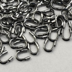 144 Small Wire Guards for 0.015" and 0.018" Beading Wire - GUNMETAL Wire Guardians - Gun Metal Plated Findings   FB550