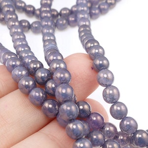 50 Milky Alexandrite Moon Dust 6mm Round Beads Lavender Lilac Violet Purple Beads Czech Glass Druks image 4