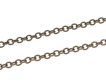 25 Foot Spool Antique Brass Chain Brass Ox 2mm Wide Cable Chain - Loose Bronze Chain for Jewelry Making Necklace Chain  (FSABC10)