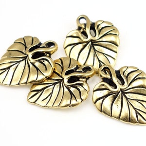 Gold Leaf Charm TierraCast VIOLET LEAF Drop Antique Gold Charms 20mm Gold Leaves Tierra Cast Pewter Autumn Beads Fall Charms P338 image 1