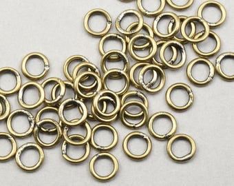 50 Pieces CLOSED Jump Rings 5mm 19 Gauge 19g Antique Brass Jump Ring Findings  Soldered Shut Brass Jumprings Bronze Findings  FB934