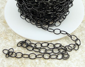 Black Chain - TierraCast Chain - Matte Black 5mm x 6mm Cable Chain - Medium Large Fine Link Jewelry Chain 20-0825-13