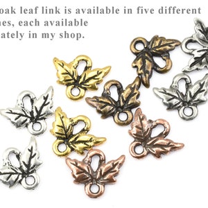 Dark Antique Silver Small Oak Leaf Links Double Leaf Connector Findings for Fall Jewelry Autumn Leaf Charms P2518 image 5