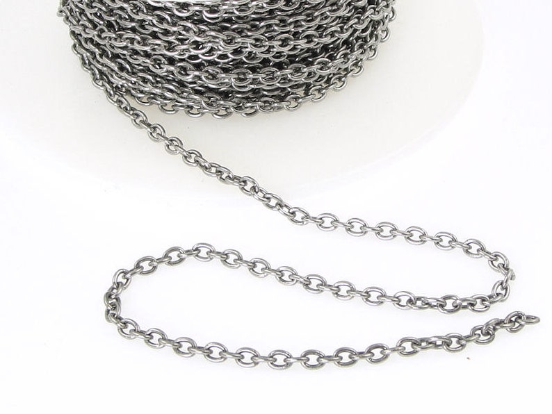 25 Foot Bulk Spool Delicate Antique Silver Chain TierraCast 2mm x 3mm Fine Link Cable Chain Loose Dark Silver Chain for Jewelry 20-0725-12