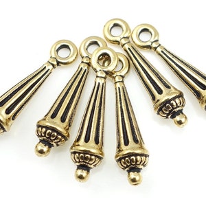 Antique Gold Charms Gold TierraCast Column Drop Column Charm Bali Charms Tierra Cast Pewter (P645)