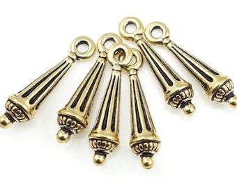 Antique Gold Charms Gold TierraCast Column Drop Column Charm Bali Charms Tierra Cast Pewter (P645)