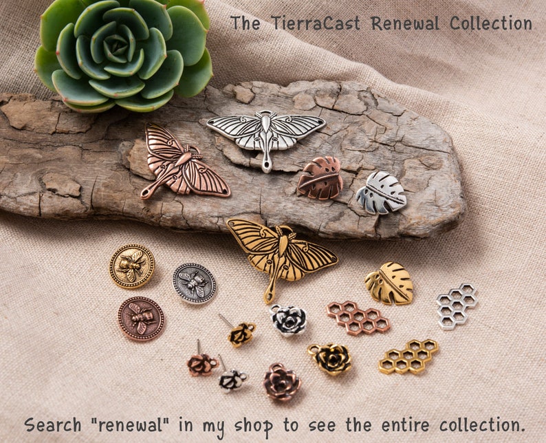 TierraCast Succulent Earring Post Antique Copper Post Earring Findings Copper Ear Findings Studs Hens and Chicks Plant Posts P1990 image 7