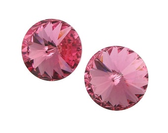 14mm ROSE Swarovski Rivoli Stones Article 1122 14mm Swarovski Crystal Rose Pink Rivolis Crystal Elements