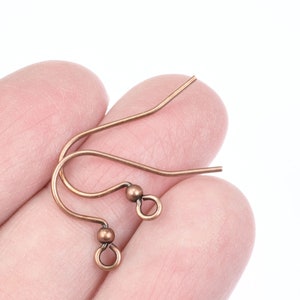 144 Piece Bulk Bag of Antique Copper Earring Wires with 2mm Ball Accent Copper Plated Earring Findings Medium/Large French Hook Ear Wire image 3