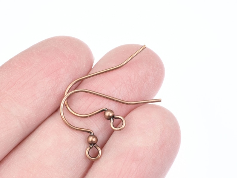 144 Piece Bulk Bag of Antique Copper Earring Wires with 2mm Ball Accent Copper Plated Earring Findings Medium/Large French Hook Ear Wire image 3