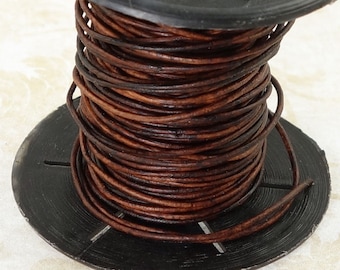 0.5mm Red Brown Leather Cord - 10 Meter Spool SKINNY LEATHER LACE - Fine Cording for Braids - Natural Dye