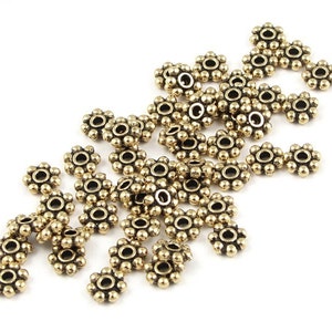 4mm Daisy Spacers 50 Antique Gold Bali Spacers Heishi Bali Style Gold Beads PS20 image 2