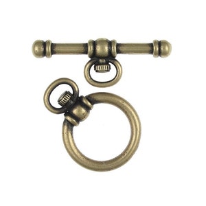 2 Antique Brass Toggle Clasps Watch Toggle Brass Oxide Clasp TierraCast Steampunk PF418 image 2