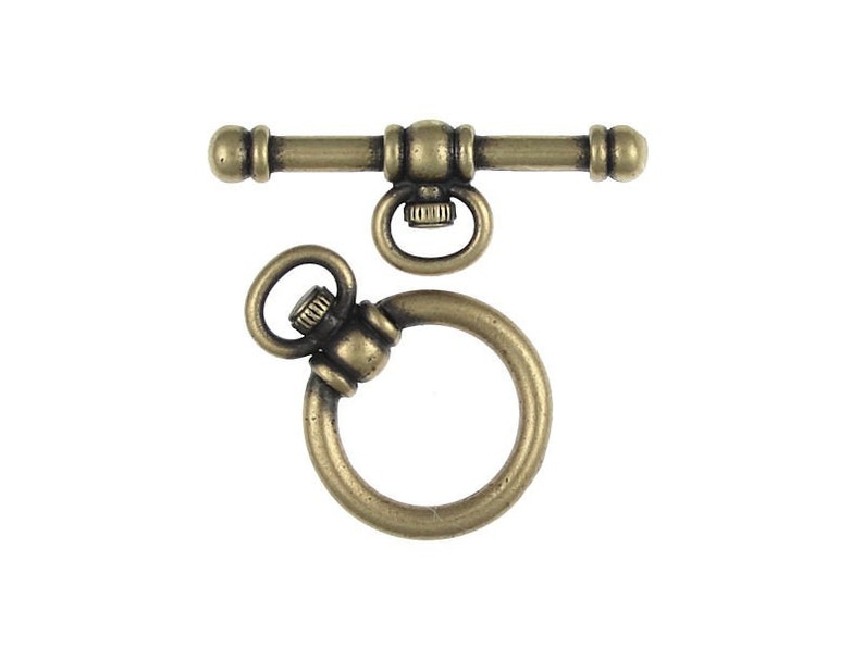 2 Antique Brass Toggle Clasps Watch Toggle Brass Oxide Clasp TierraCast Steampunk PF418 image 2