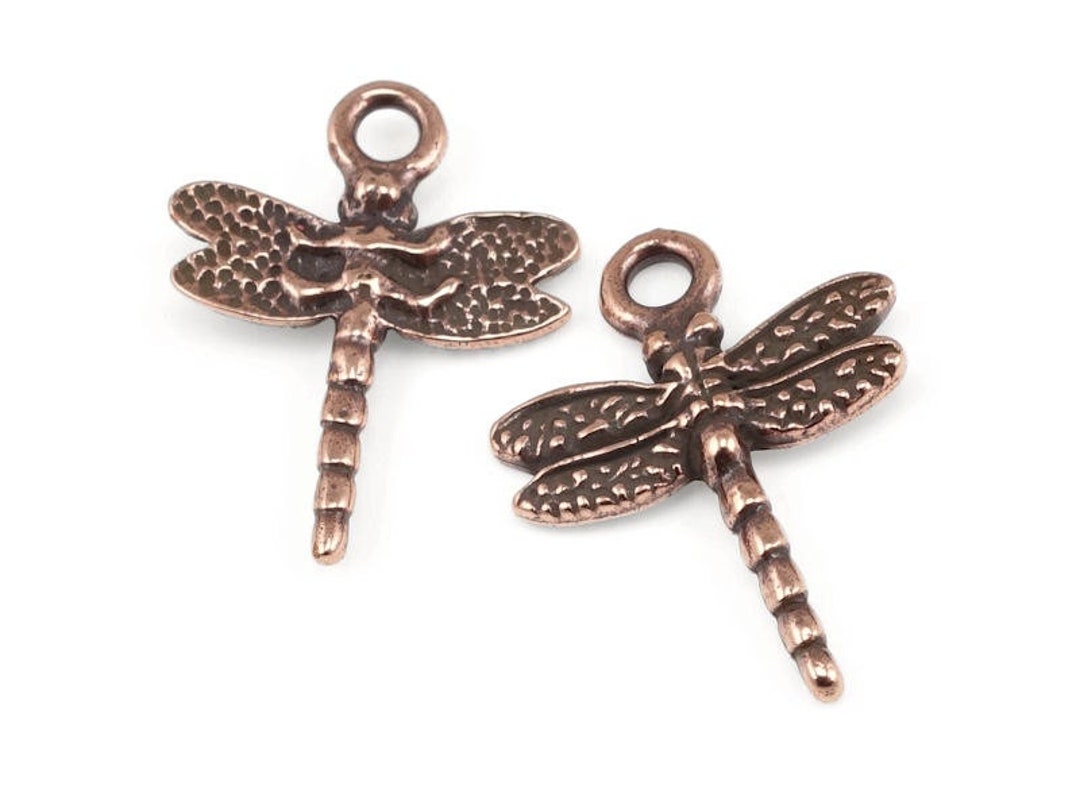 Antique Copper Dragonfly Charm Tierracast Dragonfly Drop Etsy