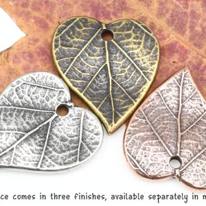 Dark Antique Silver Charms Double Sided Heart Leaf Charms 15mm x 17mm Autumn Leaves by TierraCast for Fall Jewelry Making P1715 image 5