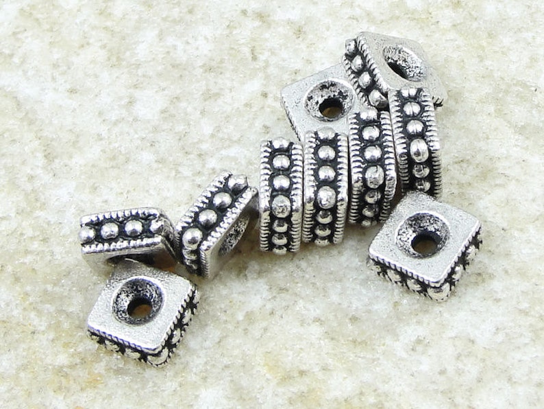 Antique Silver Beads 6mm Rococo Square TierraCast Beads Silver Bali Beads Heishi Beads Spacer Beads Bulk Beads Jewelry Beads PS71