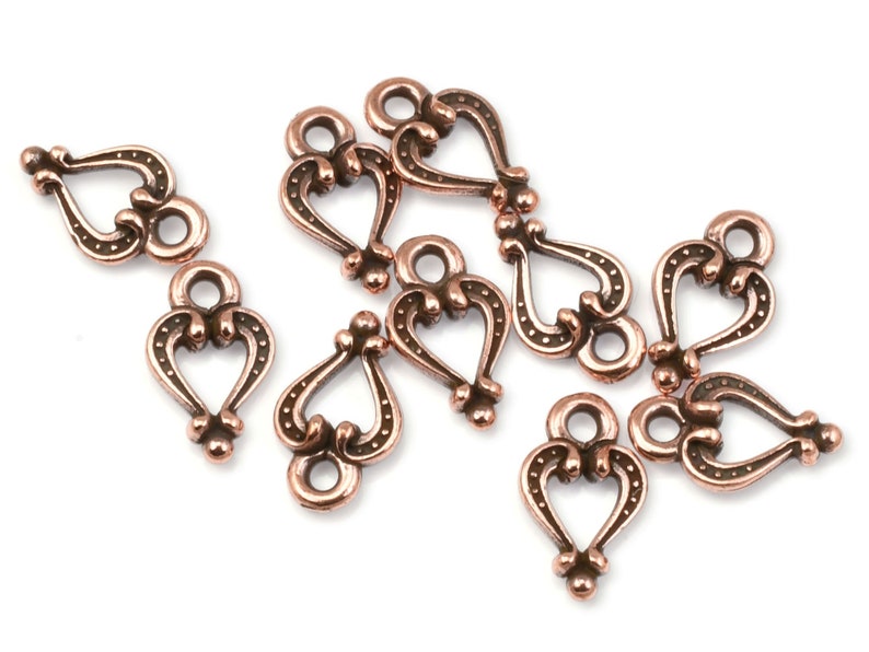 Tiny Antique Copper Heart Charms TierraCast Cordial Heart Drop 11mm x 7mm Small Heart Copper Charms for Jewelry Making P655 image 1
