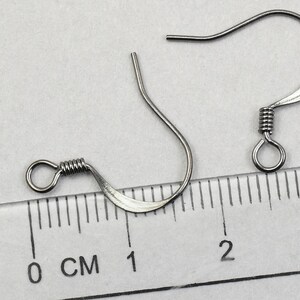 48+ Pieces of Earring Wires with Coil Accent - GUNMETAL Ear Wire Findings - Gun Metal Black Grey Plated Fish Hook French Hooks #FB704 image 2