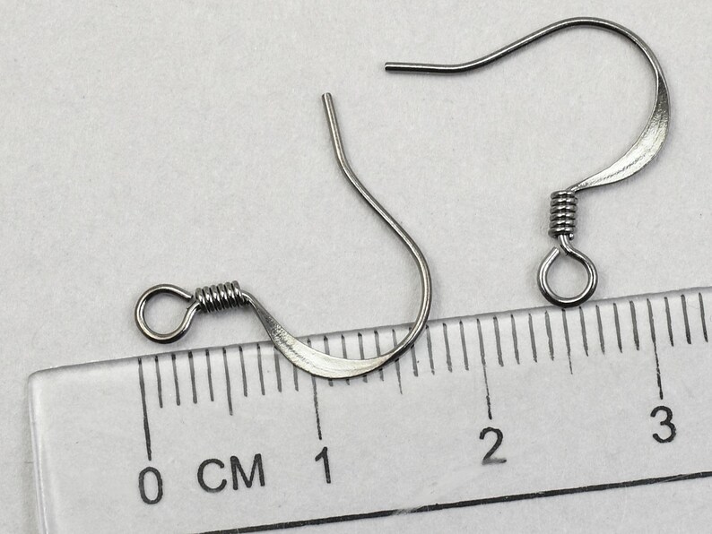 48+ Pieces of Earring Wires with Coil Accent - GUNMETAL Ear Wire Findings - Gun Metal Black Grey Plated Fish Hook French Hooks #FB704 image 2