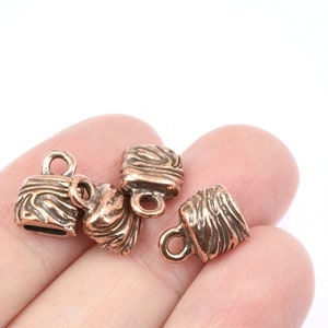 6mm x 2mm ANTIQUE COPPER Jardin Crimp End Cap by TierraCast Copper Plated Pewter Cord Ends for Multiple Strands of Leather Cord P2685 image 3