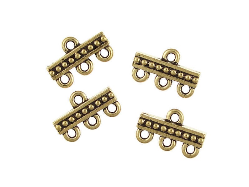 Antique Gold Links PF410 TierraCast 3-1 Multi-Strand Links Three to One Links Multistrand Gold Findings End Bar Links